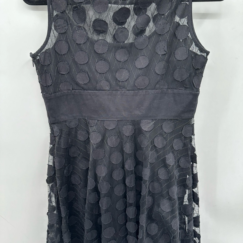 Y2K VTG LBD ADRIANNA PAPELL Whimsigoth fairycore black polkadot evening dress 6 - Picture 3 of 12